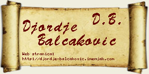 Đorđe Balčaković vizit kartica